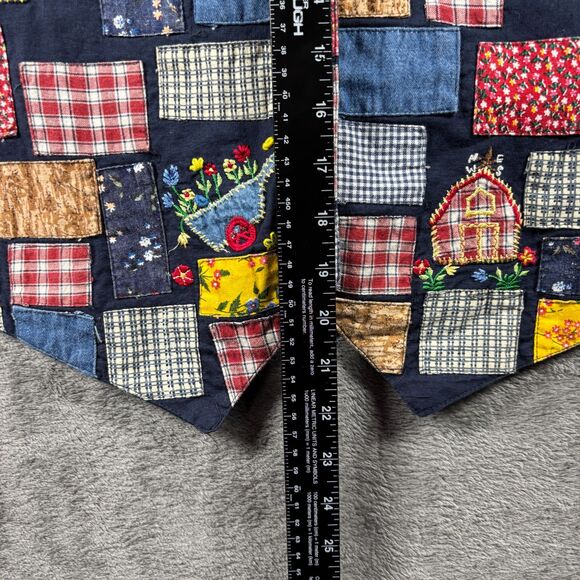Casey & Max Vintage 90s Women Vest Patchwork Plaid Cottagecore Navy Small I108 - Picture 6 of 9